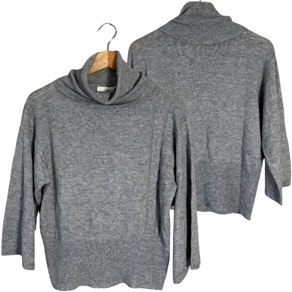 Anthropologie Sparrow Bell Sleeve Wool Turtleneck Sweater Pullover Womens M Gray - Picture 1 of 12